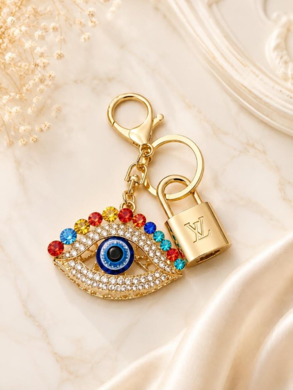 Louis Vuitton Authentic Gold Lock & Key 🔑 Bag Charm + Unbranded Keychain